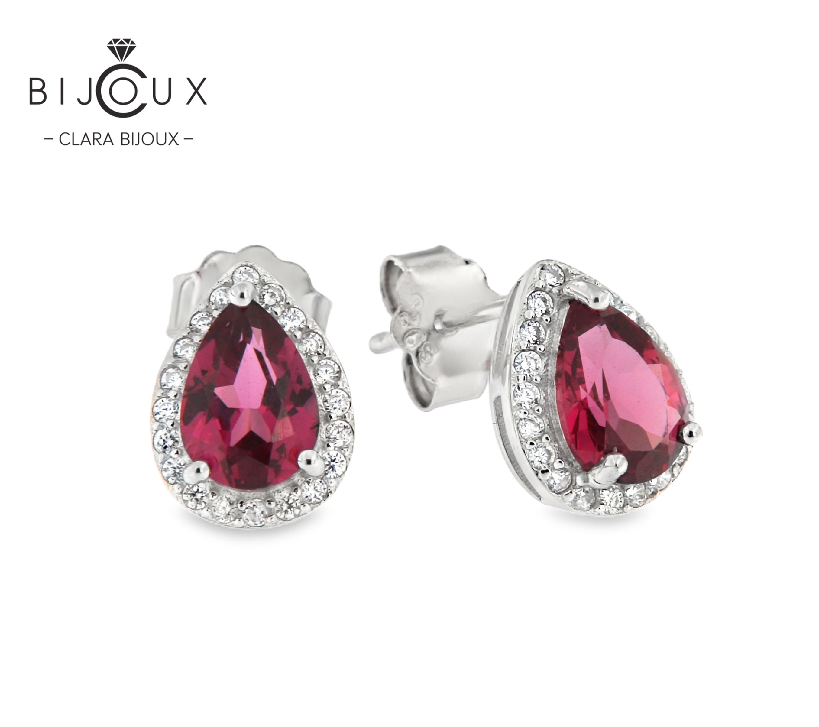 JE5011-31 сребърни обеци с пироп Clara Bijoux