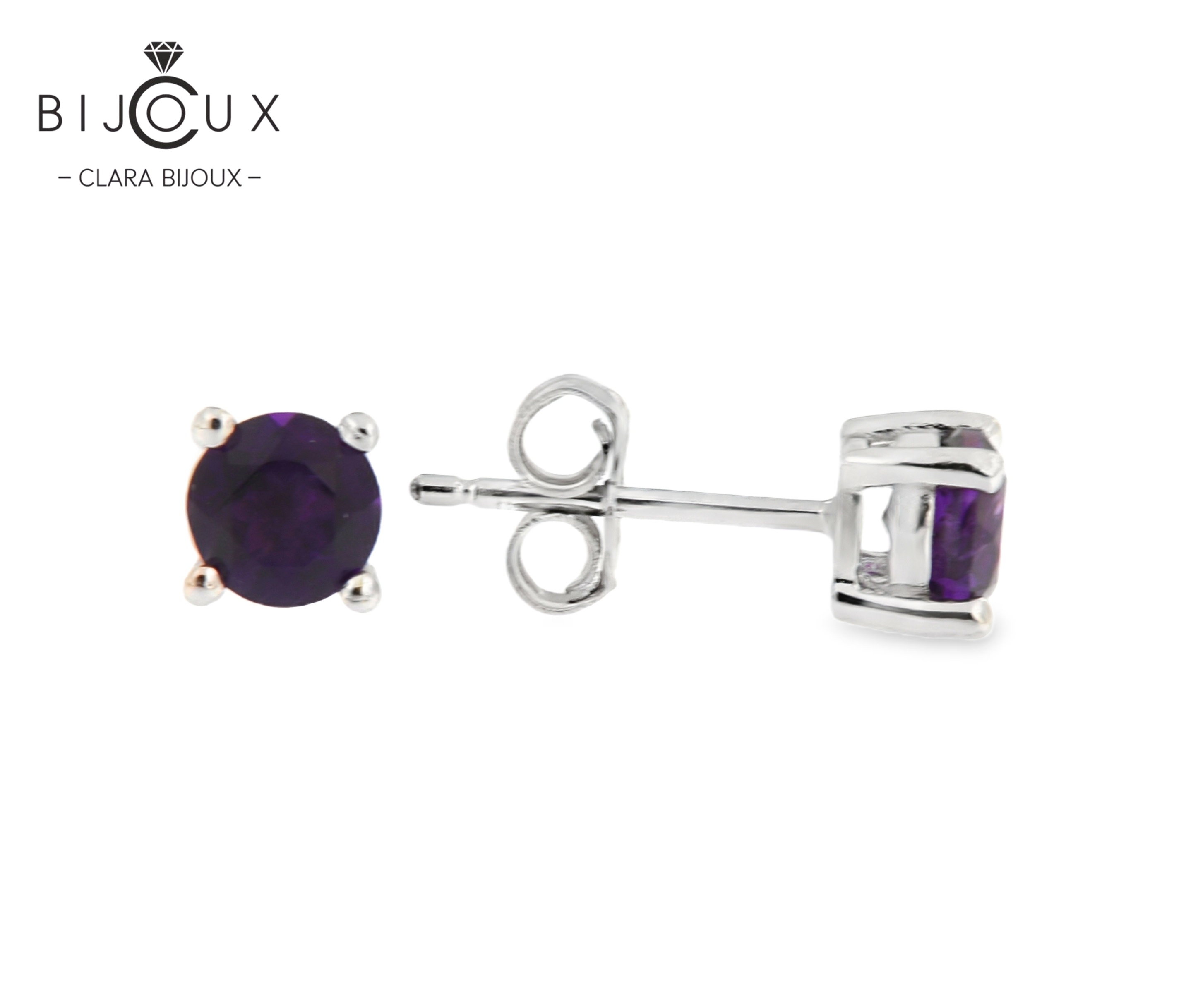 JE5036-3 сребърни обеци с естествени аметисти Clara Bijoux
