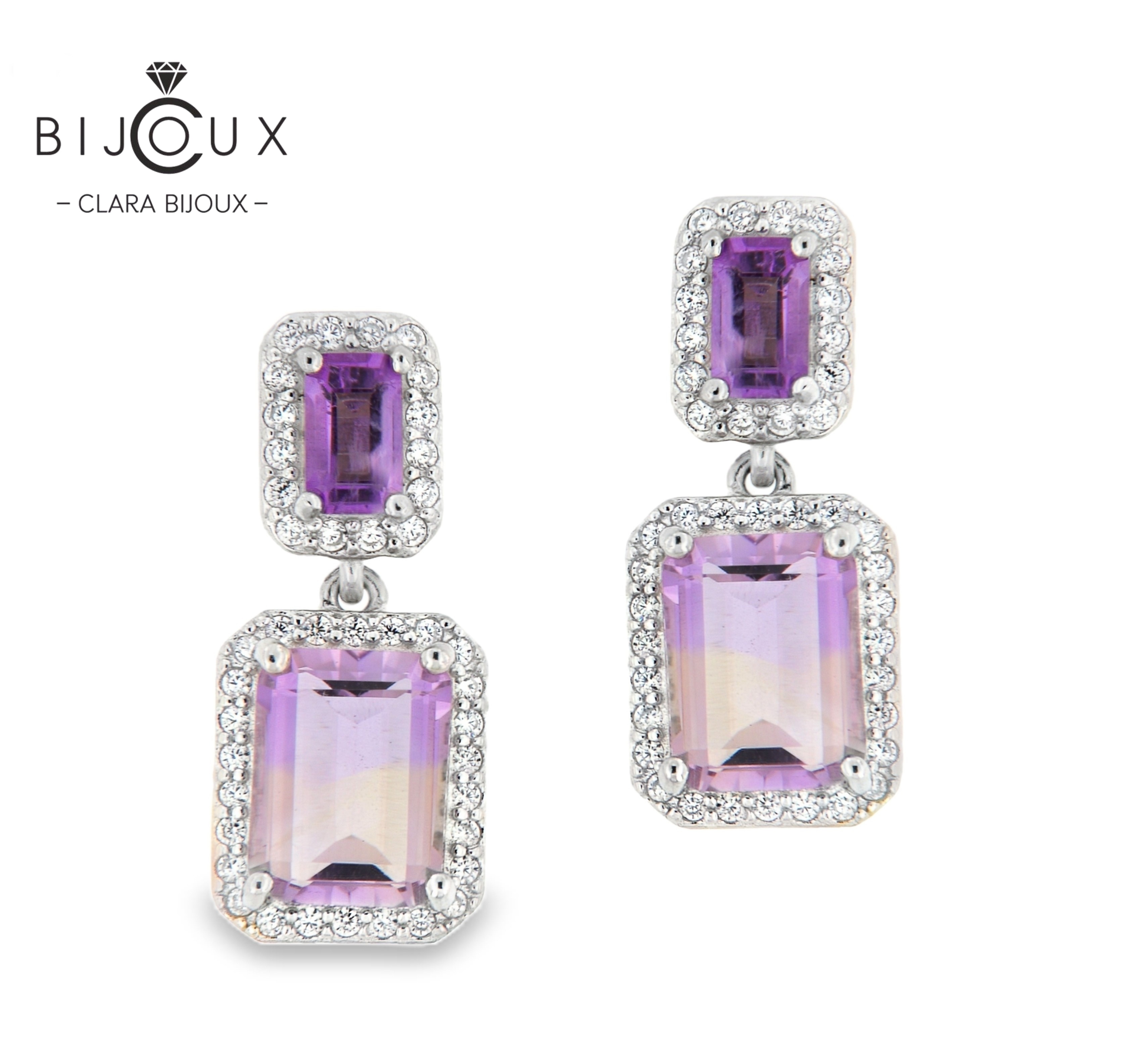 JE5231-13 сребърни обеци с естествени аметрини Clara Bijoux