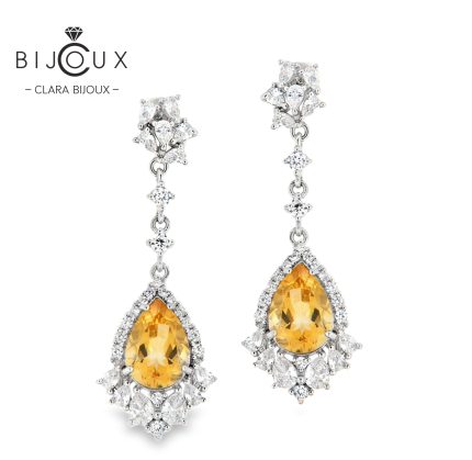 сребърни обеци с естествени цитрини Clara Bijoux