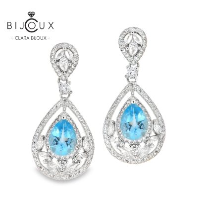 сребърни обеци със Sky Blue топази Clara Bijoux