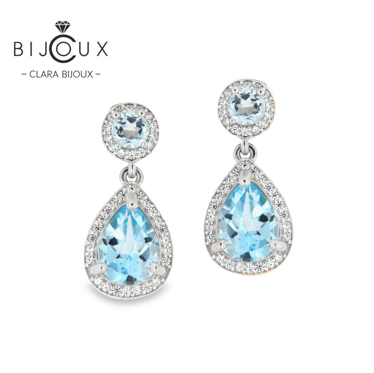 сребърни обеци със Sky Blue топази Clara Bijoux