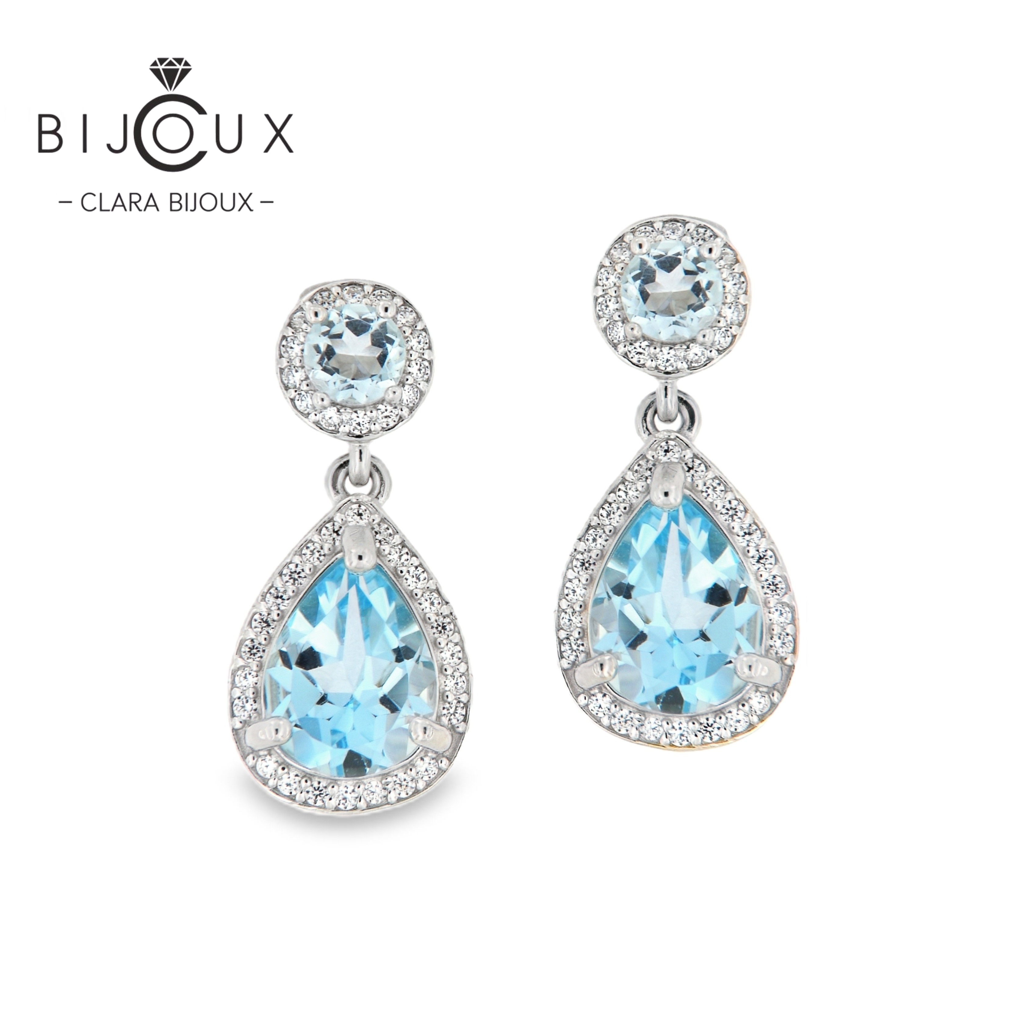 JE5308-8 сребърни обеци със Sky Blue топази Clara Bijoux