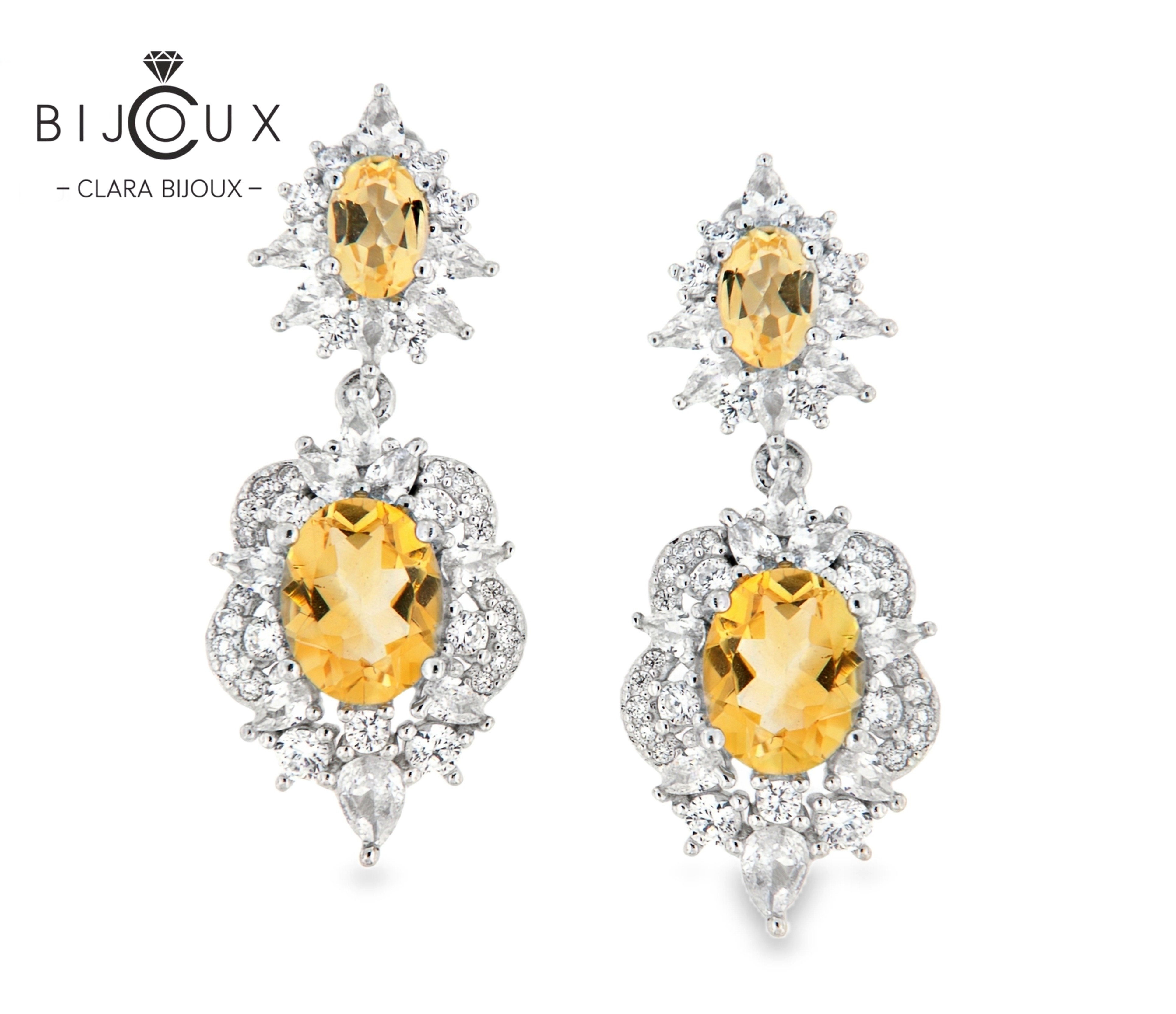 JE5309-4 бутикови обеци с естествени цитрини Clara Bijoux