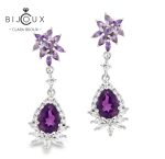 обеци с естествени аметисти Clara Bijoux
