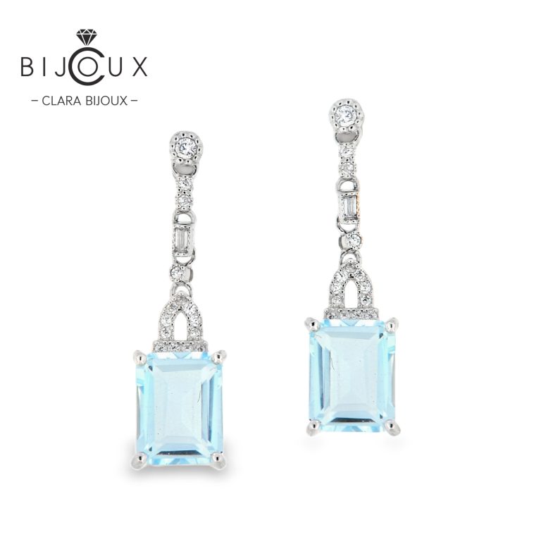 Висящи обеци с небесносин топаз Clara Bijoux