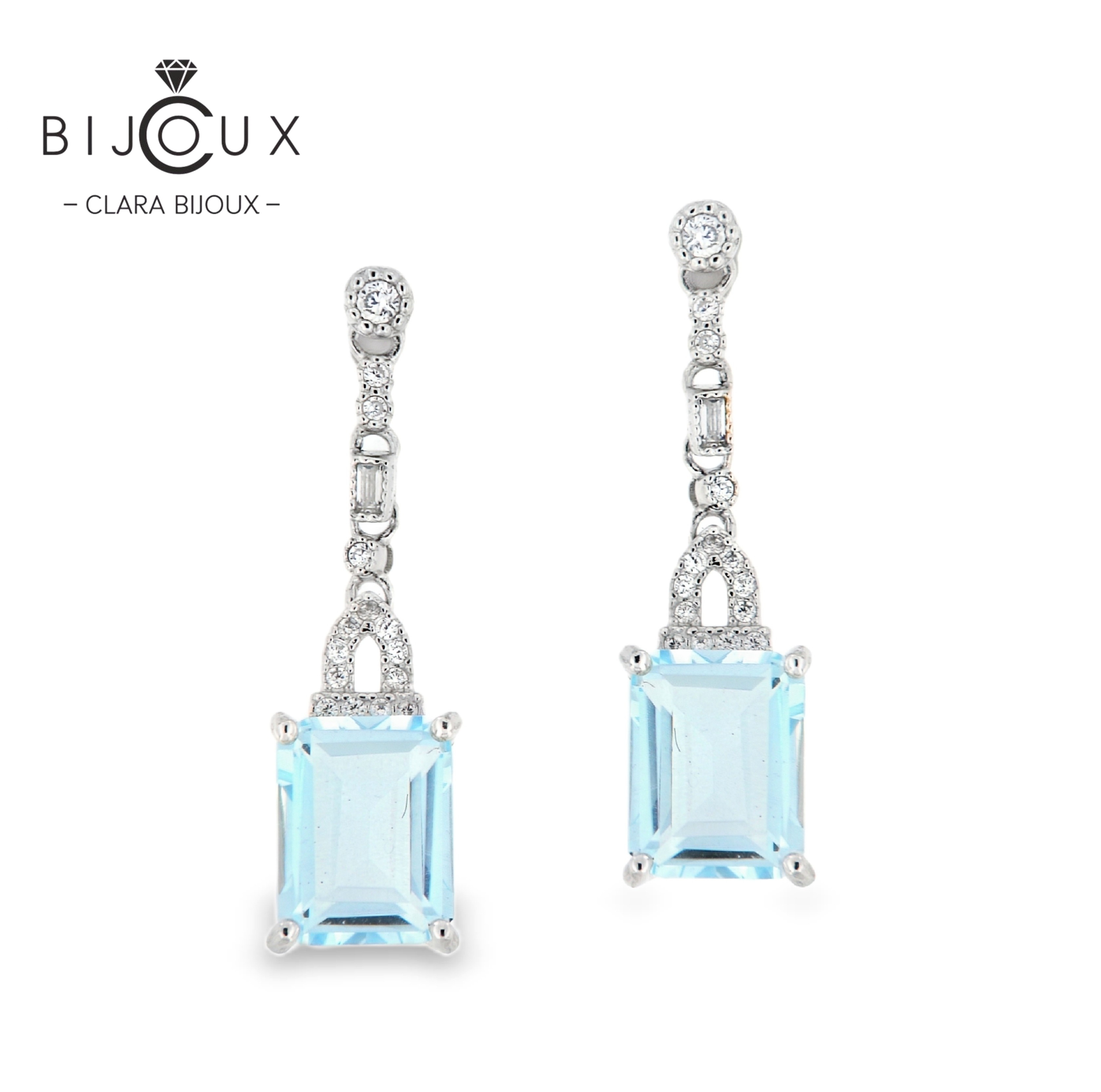 JE5424-8 Висящи обеци с небесносин топаз Clara Bijoux