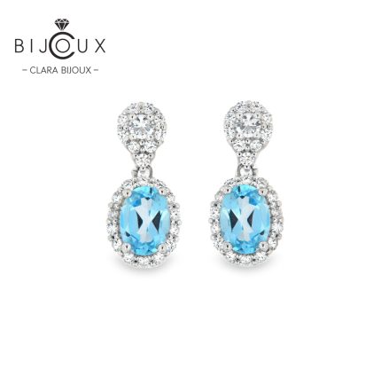 eлегантни сребърни обеци със Swiss Blue Topaz Clara Bijoux