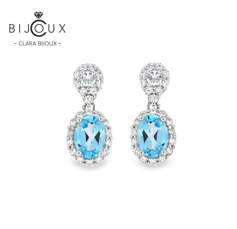 eлегантни сребърни обеци със Swiss Blue Topaz Clara Bijoux