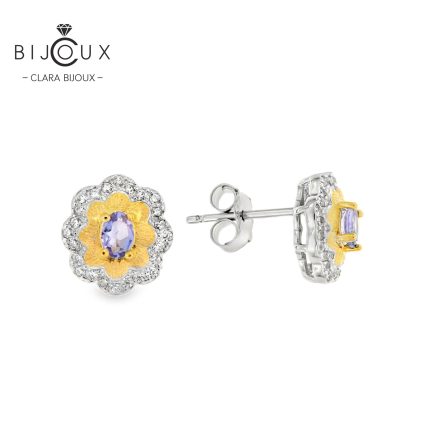 бутикови сребърни обеци с танзанит Clara Bijoux