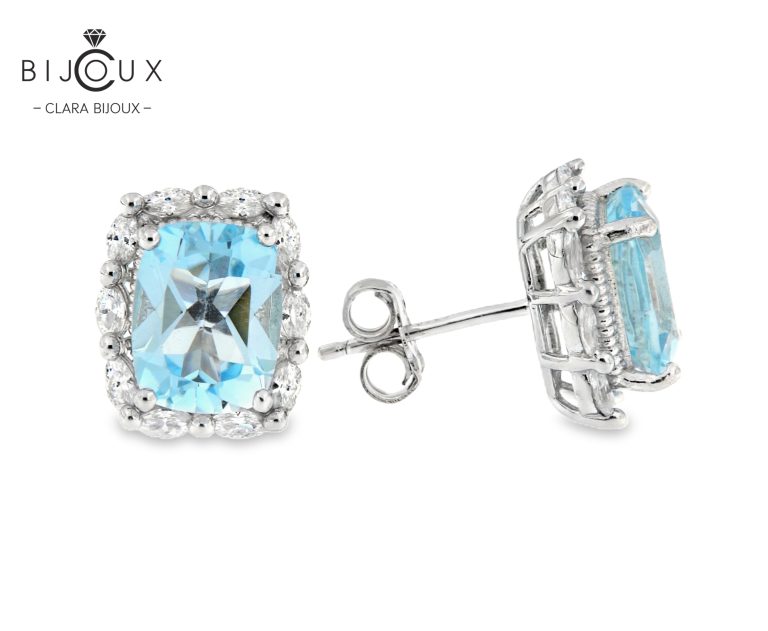 елегантни сребърни обеци със Sky Blue Topaz Clara Bijoux