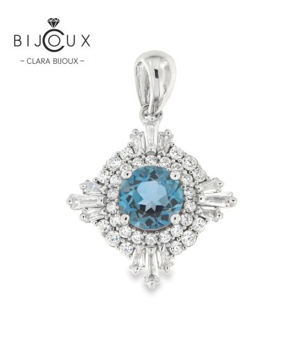 Бутикова сребърна висулка с London Blue топаз Clara Bijoux