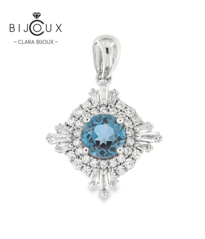 Бутикова сребърна висулка с London Blue топаз Clara Bijoux