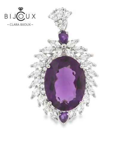 сребърна висулка с аметист Clara Bijoux