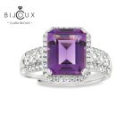 Сребърен пръстен с Аметист и бели CZ камъни Clara Bijoux
