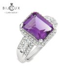 Елегантен пръстен Clara Bijoux с родиево покритие и естествен камък