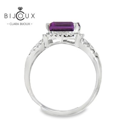 Бутиков сребърен пръстен с естествен Аметист Clara Bijoux