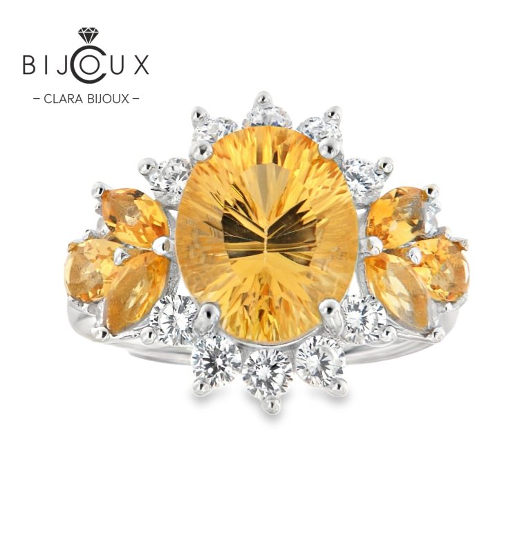 Елегантен сребърен пръстен с естествени цитрини Clara Bijoux