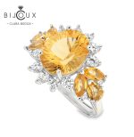 Луксозен регулируем пръстен от сребро 925 с цитрини