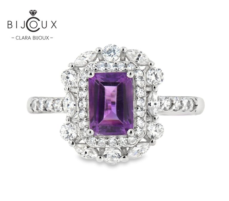 пръстен с естествен аметист на топ цена Clara Bijoux