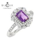сребърен пръстен с аметист и бели камъни Clara Bijoux