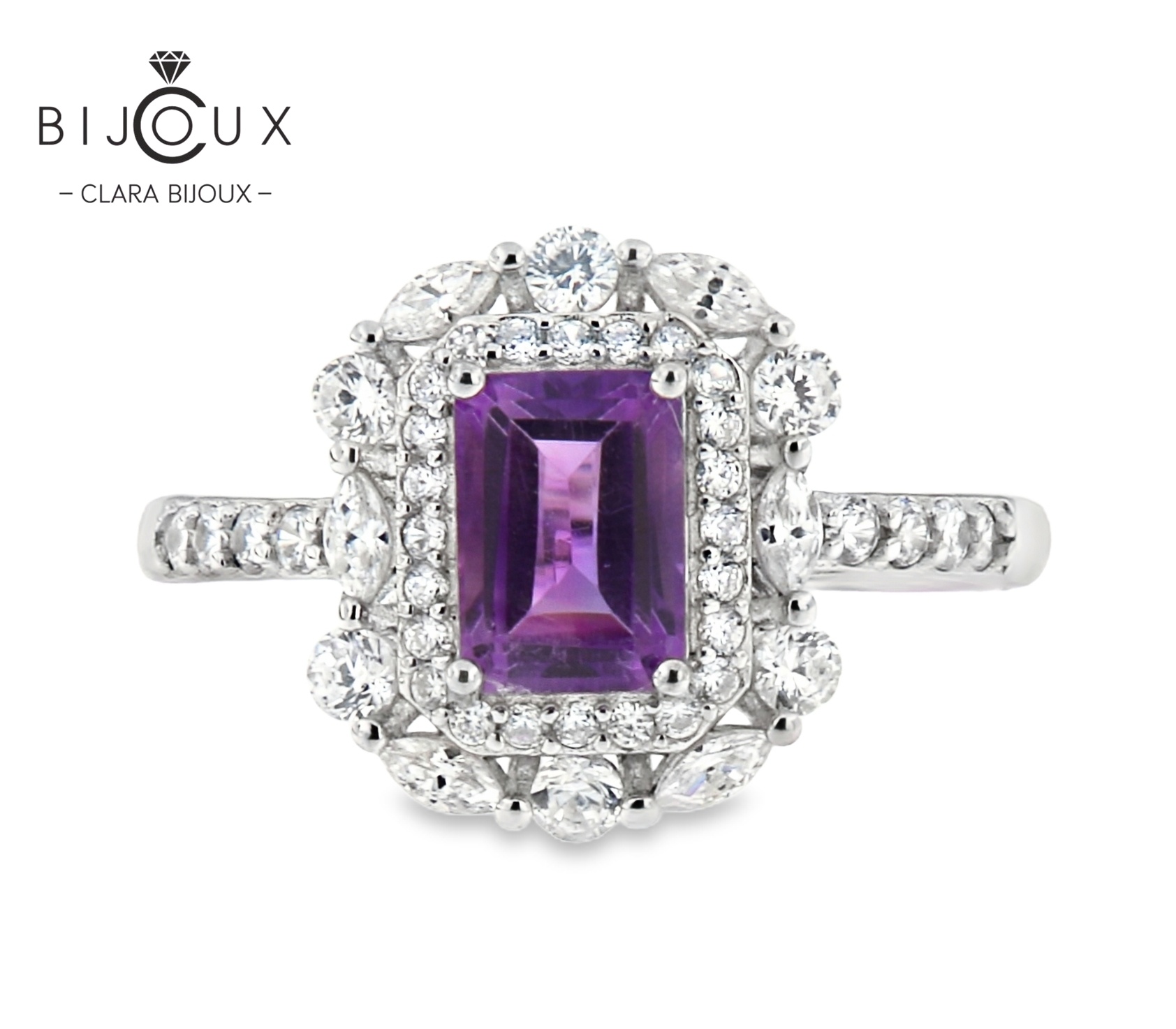 JR3392-3 пръстен с естествен аметист на топ цена Clara Bijoux