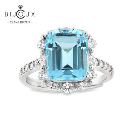 бутиков сребърен пръстен с естествен Sky Blue Topaz Clara Bijoux
