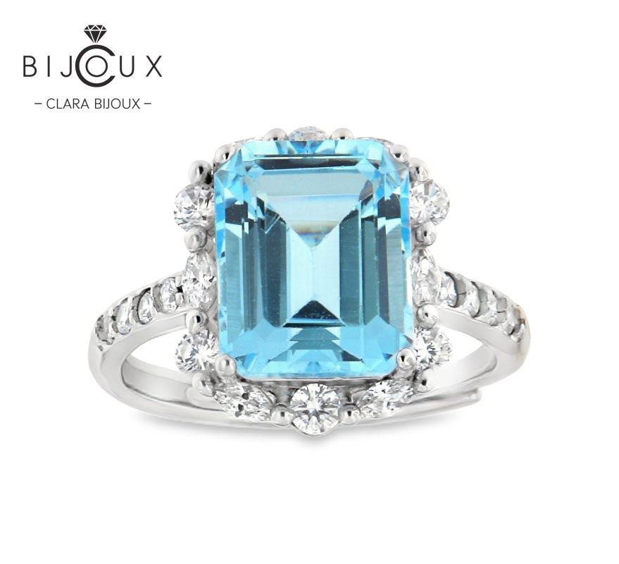бутиков сребърен пръстен с естествен Sky Blue Topaz Clara Bijoux