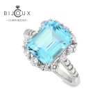 елегантен пръстен с естествен камък Sky Blue Topaz Clara Bijoux