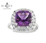 луксозен сребърен пръстен с естествен аметист Clara Bijoux