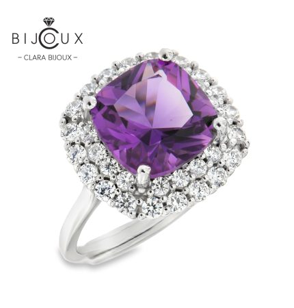 бутиков пръстен с аметист и бели камъни Clara Bijoux