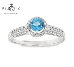 Swiss Blue Topaz пръстен от сребро 925 с родиево покритие