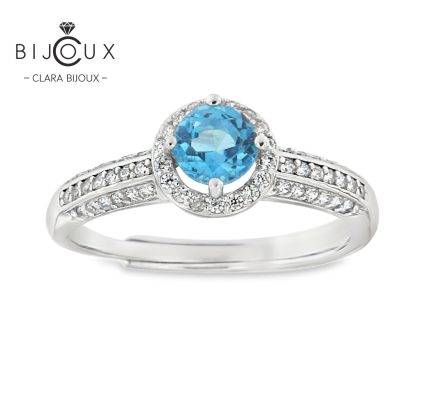 Swiss Blue Topaz пръстен от сребро 925 с родиево покритие