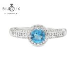 Бляскав сребърен пръстен с естествен Swiss Blue Topaz