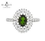 луксозен пръстен с Диопсид и бели CZ камъни Clara Bijoux