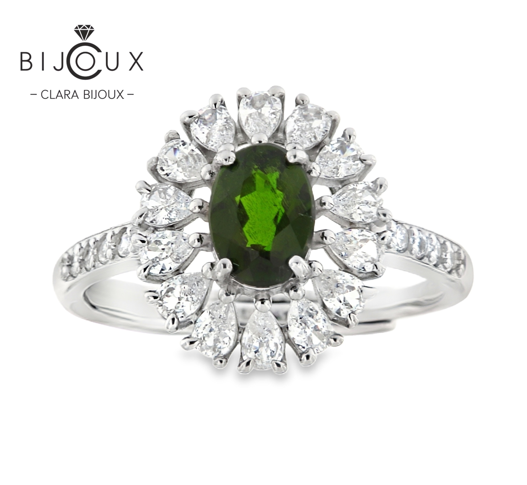 JR3489-35 пръстен с Диопсид 1ct на топ цена Clara Bijoux