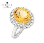луксозен сребърен пръстен с естествен цитрин Clara Bijoux