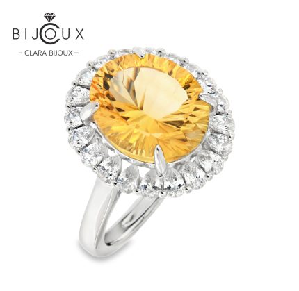 луксозен сребърен пръстен с естествен цитрин Clara Bijoux