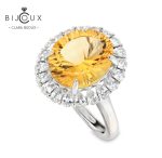 елегантен пръстен с цитрин и бели камъни Clara Bijoux