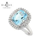 пръстен с родиево покритие и Sky Blue Topaz Clara Bijoux