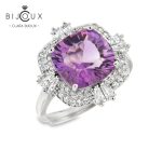 дамски сребърен пръстен с естествен аметист Clara Bijoux