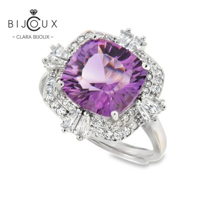 сребърен пръстен с аметист Clara Bijoux
