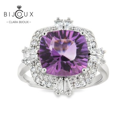 луксозен пръстен с аметист и бели камъни Clara Bijoux