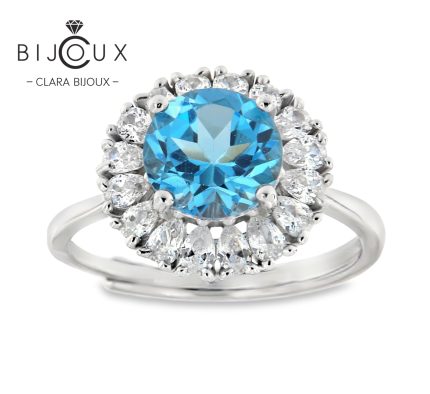 дамски сребърен пръстен Swiss Blue Topaz Clara Bijoux