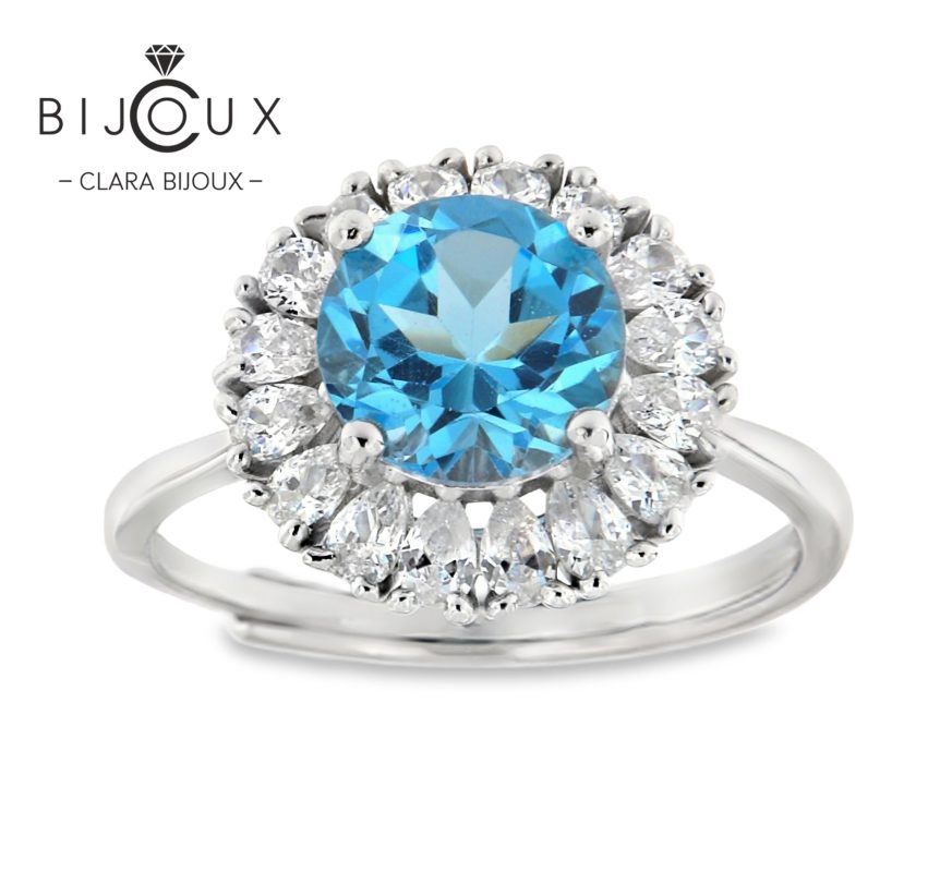 дамски сребърен пръстен Swiss Blue Topaz Clara Bijoux