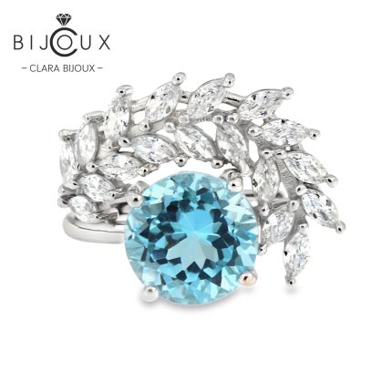 сребърен пръстен Sky Blue Topaz Clara Bijoux
