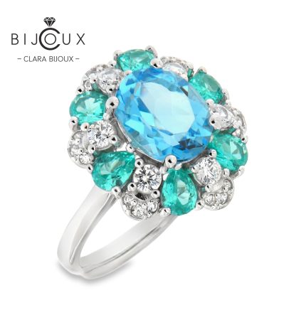 сребърен пръстен Swiss Blue Topaz Clara Bijoux