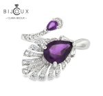 дизайнерски пръстен с аметист и бели камъни