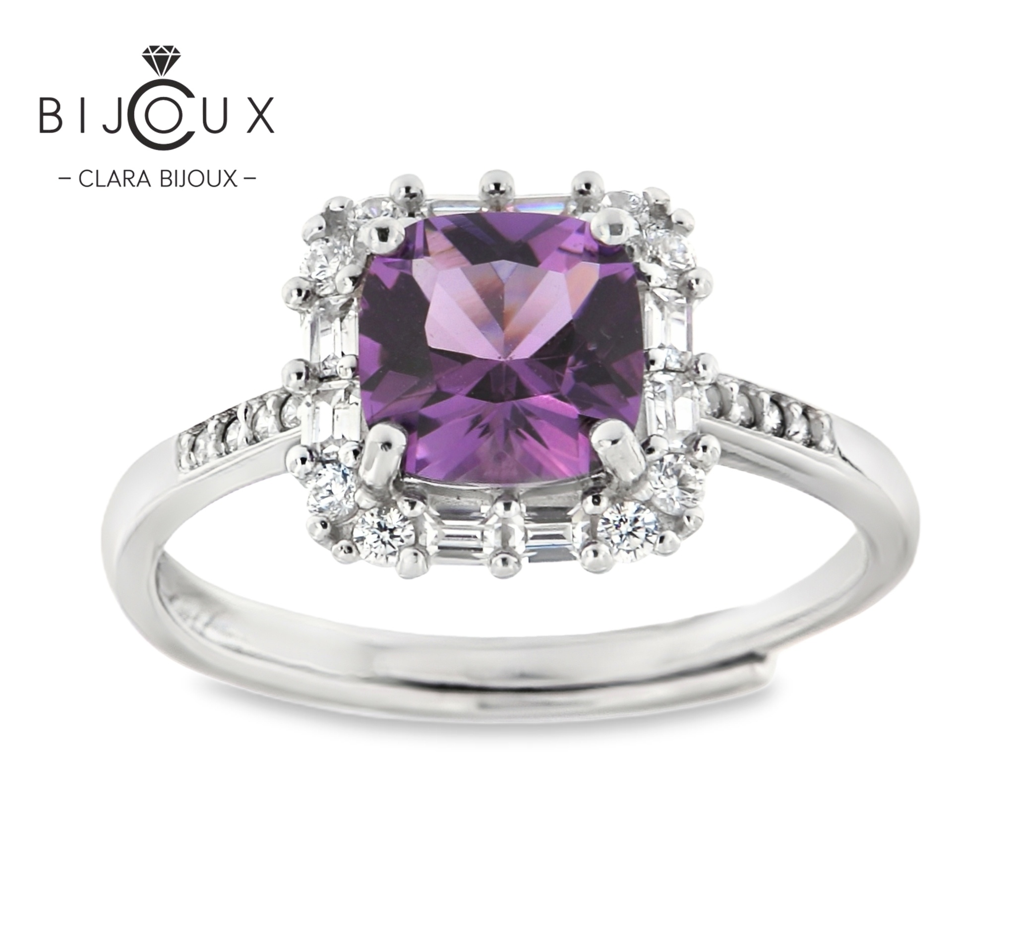 JR3905-3.1 сребърен пръстен с аметист Clara Bijoux
