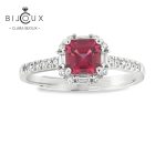 Бутиков сребърен пръстен с пироп и родиево покритие